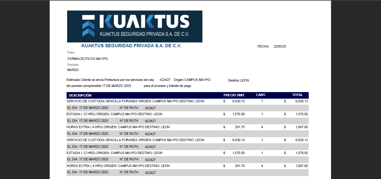 Sistema VFP - pre-factura PDF